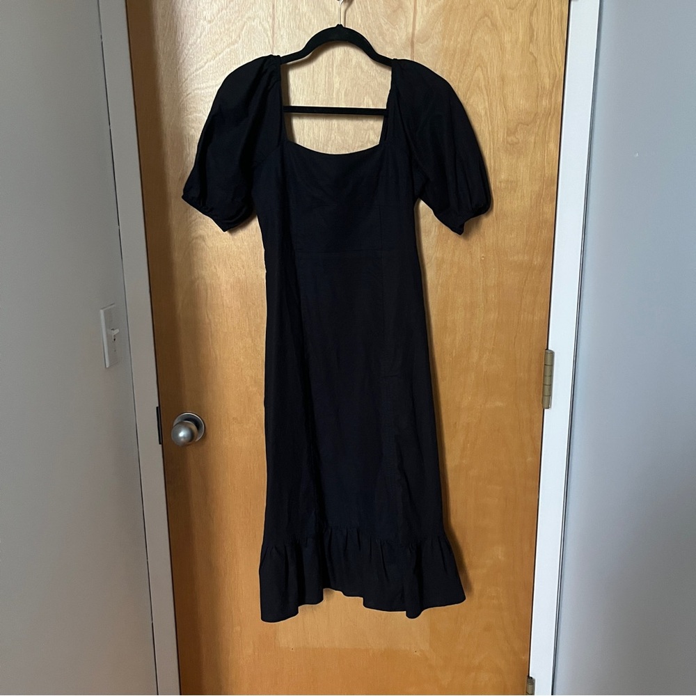 RIHOAS Black Puff Sleeve Midi Dress - Picture 2 of 4